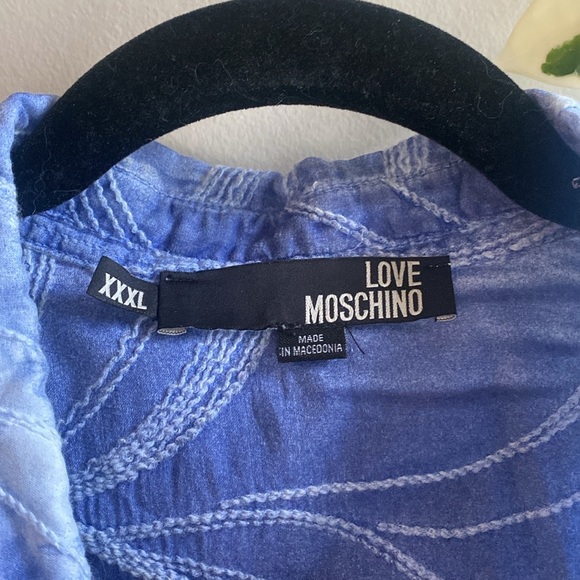 Love Moschino Gauzy Blue Short Sleeve Button Up - Picture 4 of 6